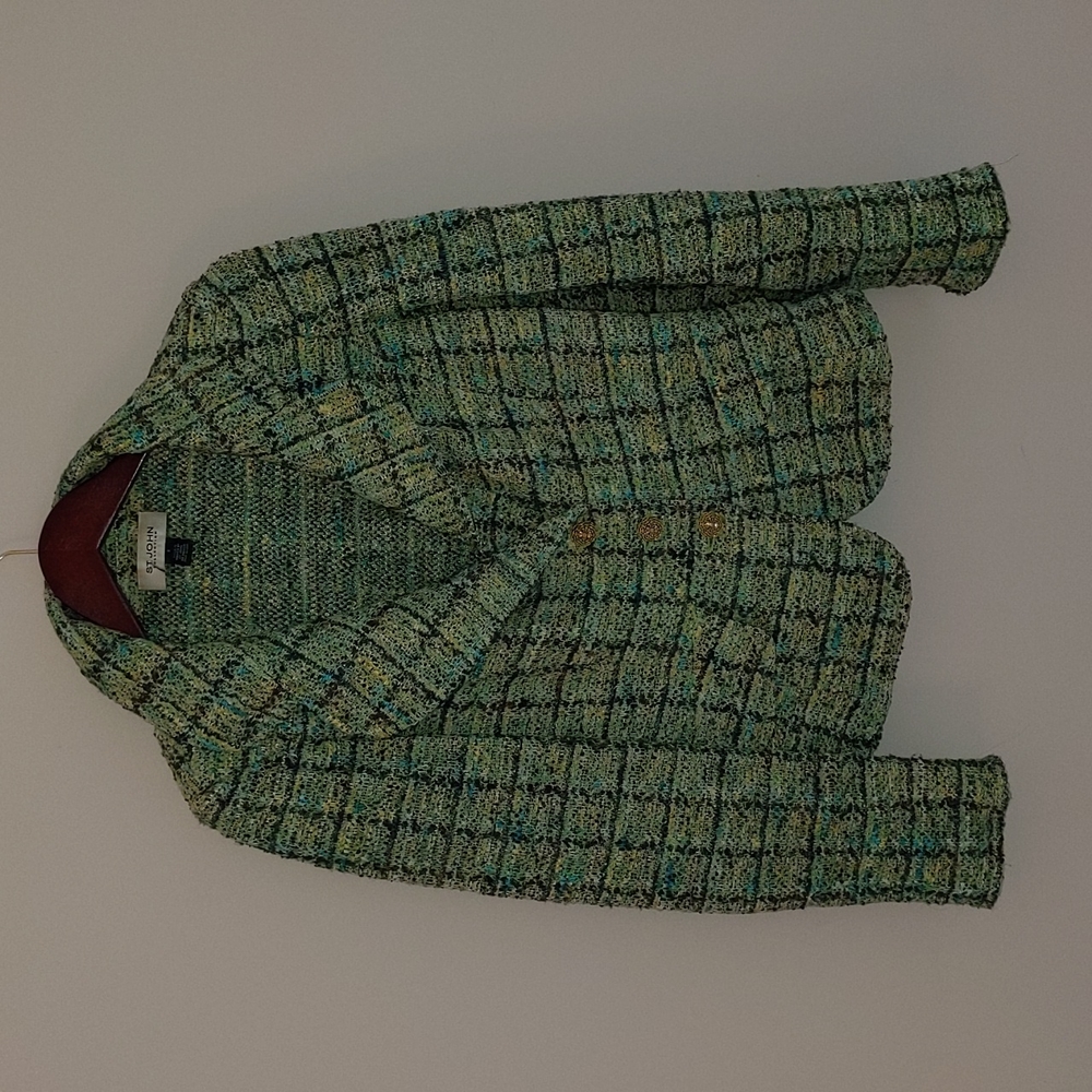 St. John Collection blazer, size 8, multiple shades of green, knitted
